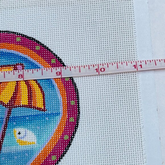 Hand Painted Needlepoint Canvas AGA Designs Heart with Beach Scene Umbrella Boat - Picture 4 of 5